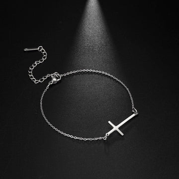 Best Seller - Christian Simple Chain Stainless Steel Cross Charm Bracelets Bangles - Religious Jewellery - The Jewellery Supermarket